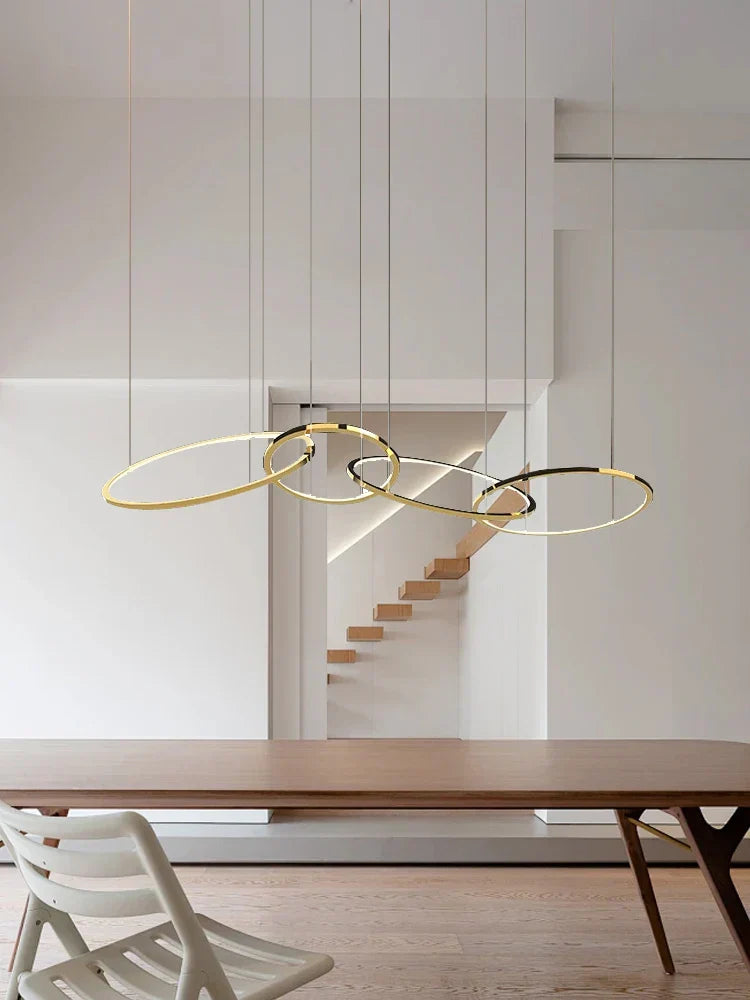 DecorBites™ Gold Round Ceiling Chandelier - Elegant Dining Room Hanging Lamp