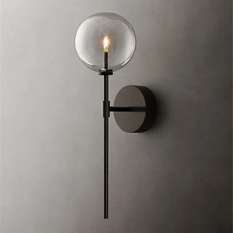 DecorBites™ Clear Glass Ball Long Wall Sconce - Retro Style for Living Room, Bedroom, Kitchen