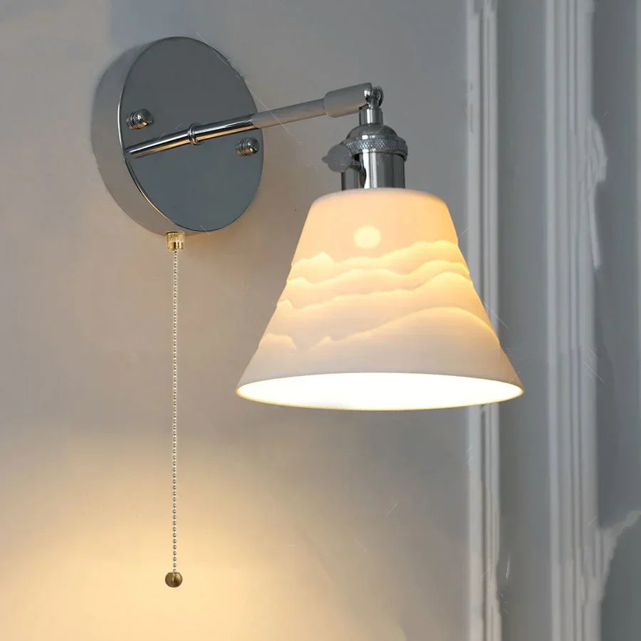 DecorBites™ Iron Ceramic LED Wall Lights | Nordic Modern Pull Chain Switch Sconce Wandlamp