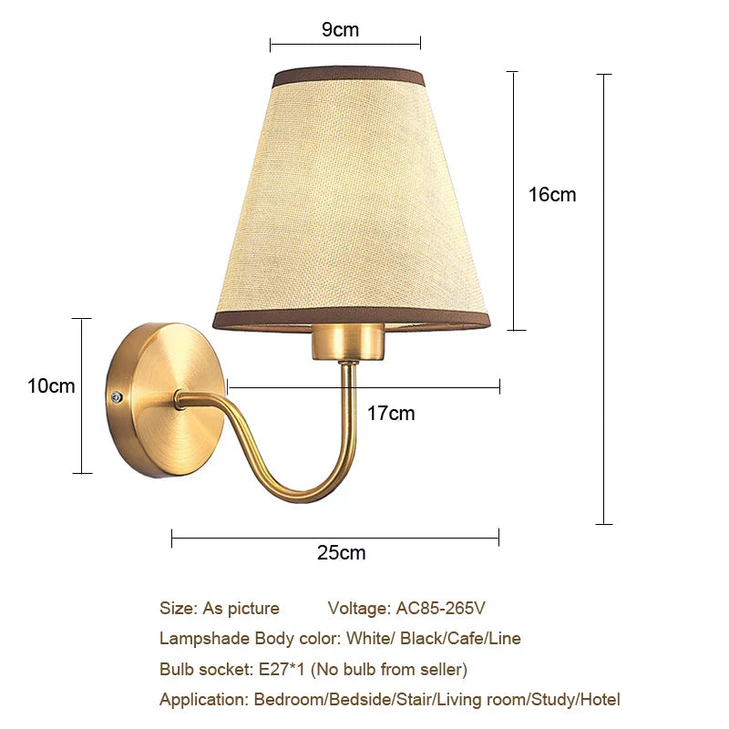 DecorBites™ Gold Fabric Wall Lamp for Modern Nordic Style Living Spaces