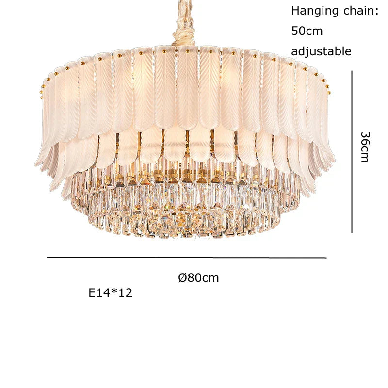 DecorBites™ Crystal Feather Ceiling Pendant Lights for Luxury Home Decor & Living Room