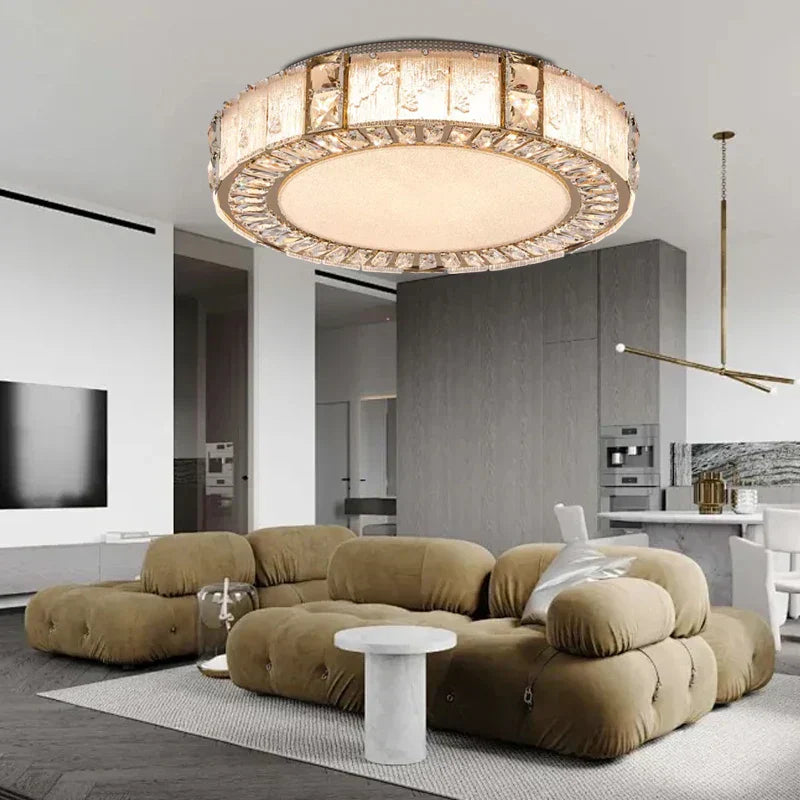 DecorBites™ Crystal Glass Luxury Ceiling Chandelier - Gold LED Home Decor