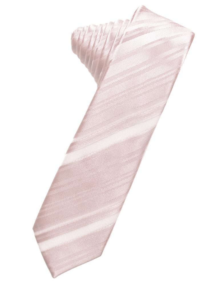 Striped Satin Skinny Necktie Self Tie