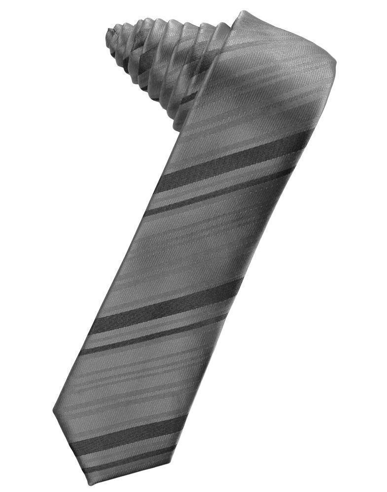 Striped Satin Skinny Necktie Self Tie