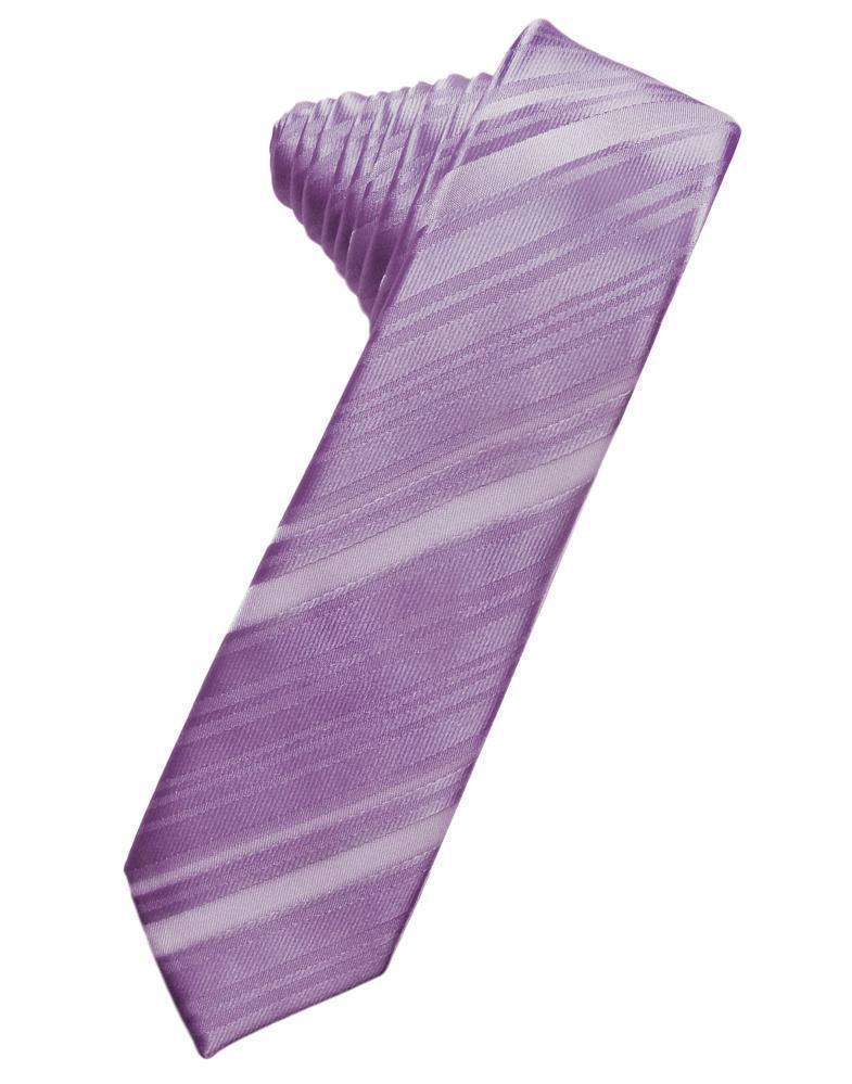 Striped Satin Skinny Necktie Self Tie