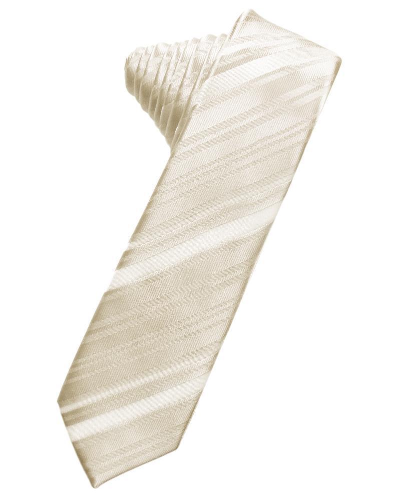 Striped Satin Skinny Necktie Self Tie