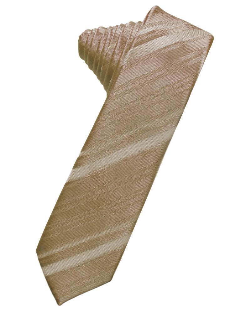 Striped Satin Skinny Necktie Self Tie