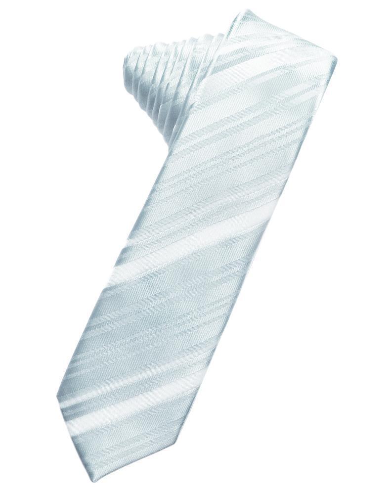 Striped Satin Skinny Necktie Self Tie