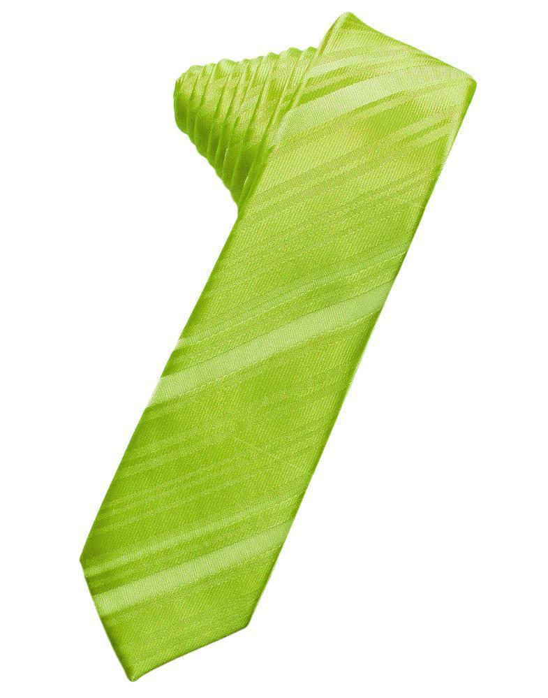 Striped Satin Skinny Necktie Self Tie