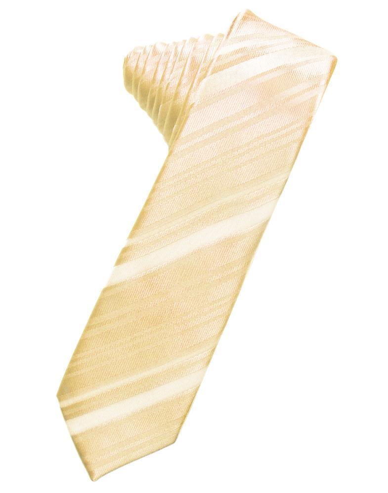 Striped Satin Skinny Necktie Self Tie
