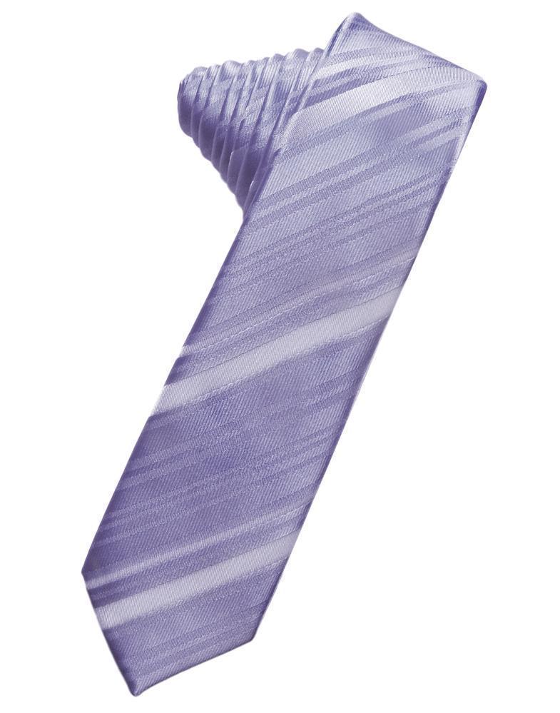 Striped Satin Skinny Necktie Self Tie