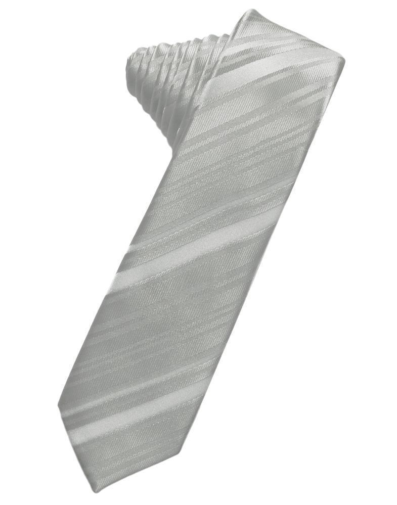 Striped Satin Skinny Necktie Self Tie