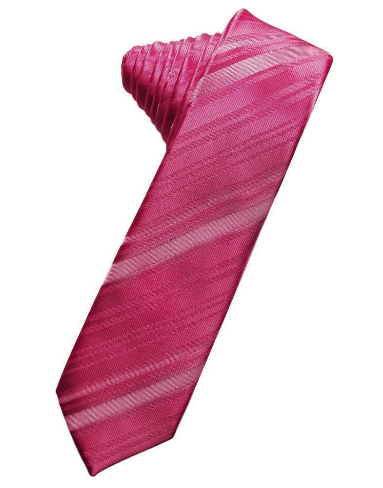 Striped Satin Skinny Necktie Self Tie