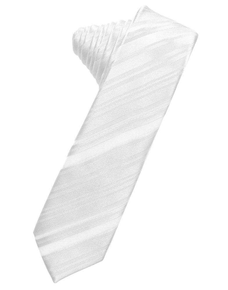 Striped Satin Skinny Necktie Self Tie