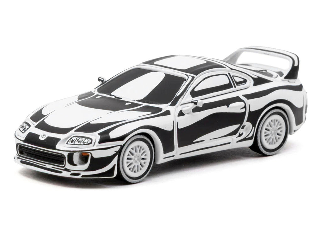 Toyota Supra "Designed by Joshua Vides" Black and White "Hobby64" Series 1/64 Diecast Model Car by Tarmac Works