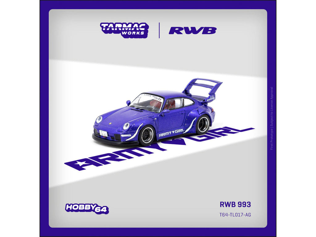 RWB 993 "Army Girl" Purple Metallic "Hobby64" Series 1/64 Diecast Model Car by Tarmac Works