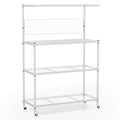 4-Tier Bakers Rack on Wheels with Adjustable Shelves-Silver