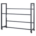 2-Tier Drink Crate Rack with 4 Universal Wheels for Beer and Water Kitchen and Bar-Black