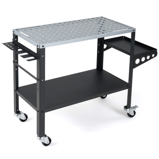 Welding Table 36x18" with Lockable Wheels and 144 Fixture Holes and Tool Slots