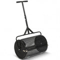 24 Inch Compost Spreader Peat Moss Spreader Roller with Height-Adjustable T-Shaped Handle-Black