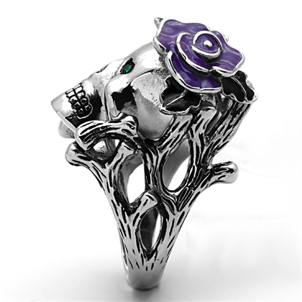 TK1122 - High polished (no plating) Stainless Steel Ring with Top Grade Crystal  in Emerald