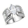 TK3777 - High polished (no plating) Stainless Steel Ring with AAA Grade CZ in Clear