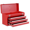 Portable Garage Mechanic Tool Cabinet Box with 3 Drawers-Red - Color: Red