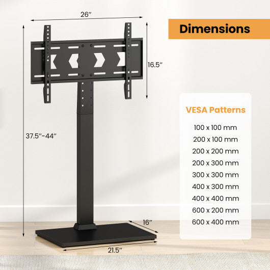 Height Adjustable Floor TV Stand with AV Shelf for 32-70 Inch TVs