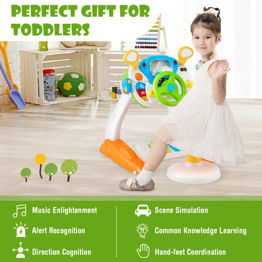 Kids Steering Wheel Pretend Play Toy Set with Lights and Sounds - Color: Multicolor