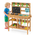 Outdoor Play Pretend Kitchen with Faucet and Removable Sinks for Children Aged 3+-Natural
