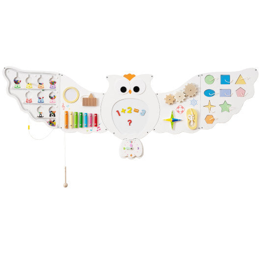 11-in-1 Toddler Learning Activity Center Owl Activity Wall Busy Board Panels for 3+ Years Old
