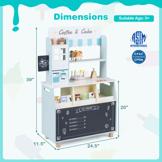 Kids Ice Cream Shop with 27 Accessories and Ice Cream Machine for Ages 3+-Pink