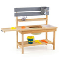 Outdoor Kids Mud Kitchen with Extended Tabletop and Water Tank-Natural