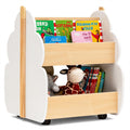 Kids Wooden Bookshelf with Universal Wheels-Gray