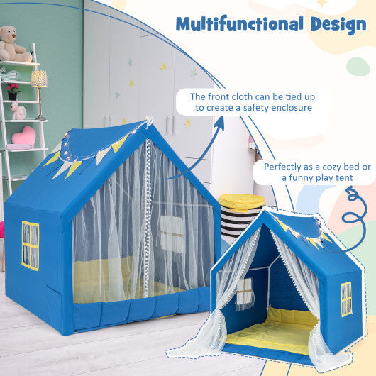 48 x 42 x 50 Inch Large Play Tent with Washable Cotton Mat Holiday Birthday Gift for Kids-Beige