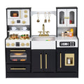 Wooden Kids Kitchen Playset with Realistic Lights and Sounds-Black