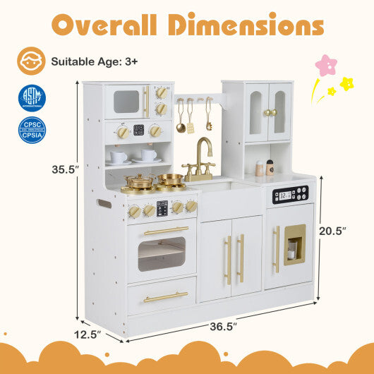 Wooden Kids Kitchen Playset with Realistic Lights and Sounds-Black