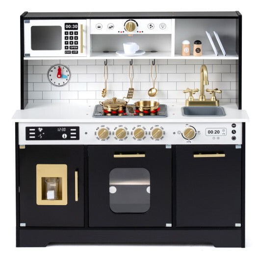 Wooden Play Kitchen for Kids with Realistic Lights and Sounds-White