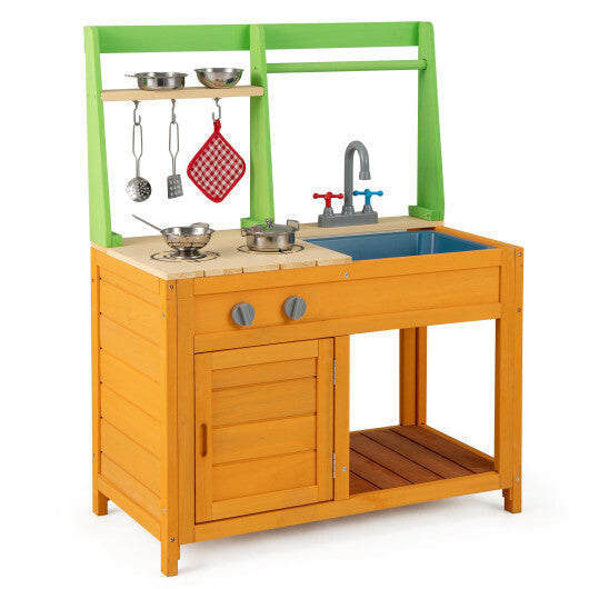 Outdoor Mud Kitchen Playset for Girls and Boys 3+ Years Old-Orange