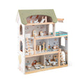 Wooden Dollhouse Kids DIY Pretend Playhouse with 33 PCS Furniture Accessories-Green