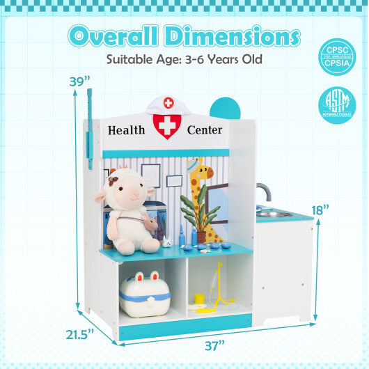 Kids Doctor Play Set with Adjustable Height Bar-Pink