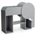 Montessori Bookshelf with Elephant Shape 3-Tier Toddler Toy Storage Organizer-Grey