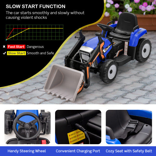 12V Battery Powered Kids Ride on Excavator with Adjustable Arm and Bucket-Yellow