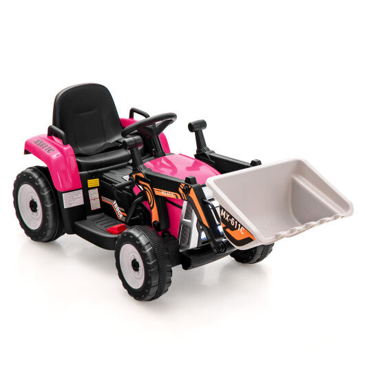 12V Battery Powered Kids Ride on Excavator with Adjustable Arm and Bucket-Yellow