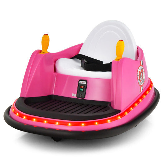 12V Electric Kids Ride On Bumper Car with Flashing Lights for Toddlers-Blue