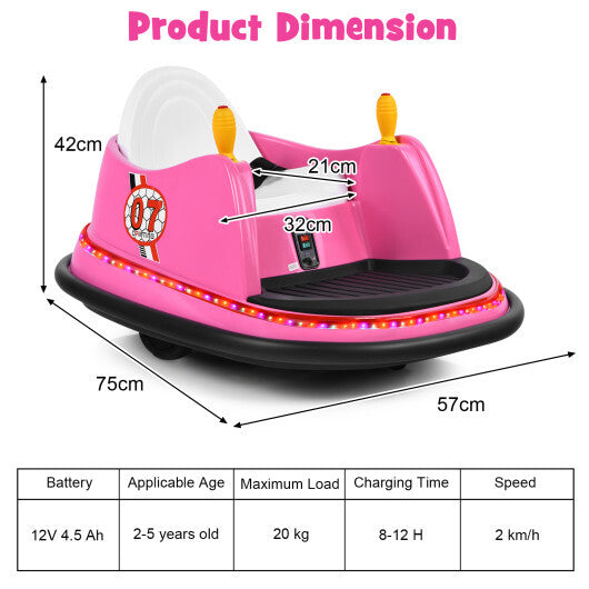 12V Electric Kids Ride On Bumper Car with Flashing Lights for Toddlers-Blue