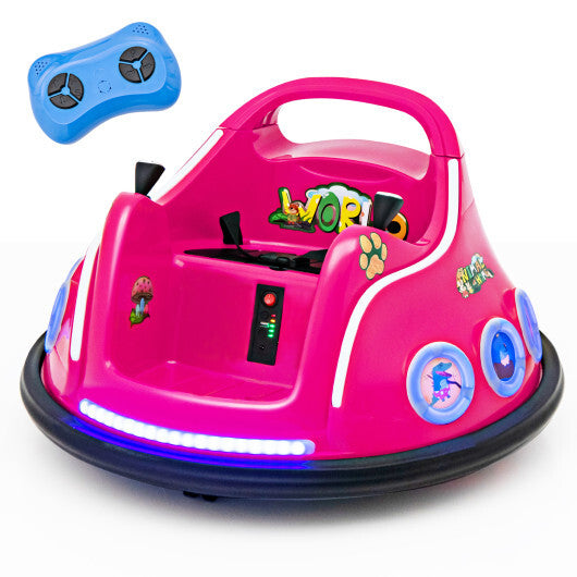 12V Electric Ride On Car with Remote Control and Flashing LED Lights-Purple
