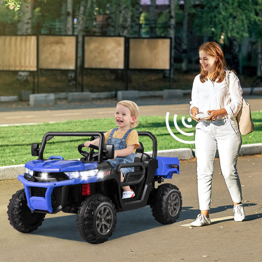 24V Ride On Kids Car with Dump Bed and Remote Control-Navy - Color: Navy
