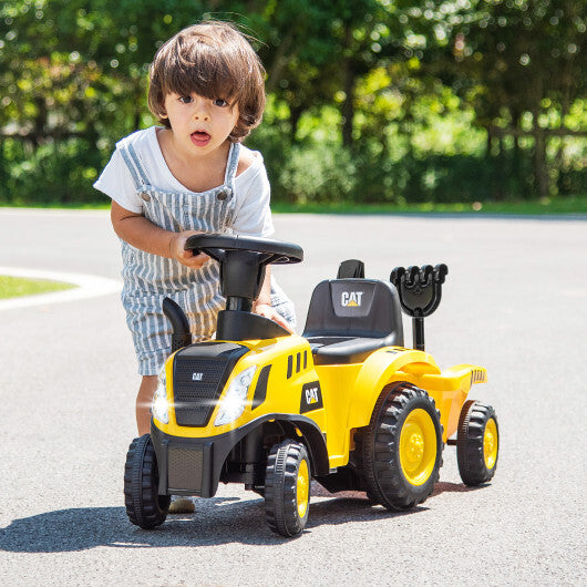 Kids Ride on Tractor Licensed Caterpillar with Detachable Trailer No Power-Yellow