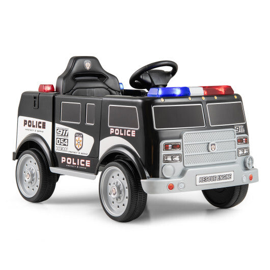 12V Battery Powered Electric Vehicle with 3 Speeds and Megaphone-Black - Color: Black